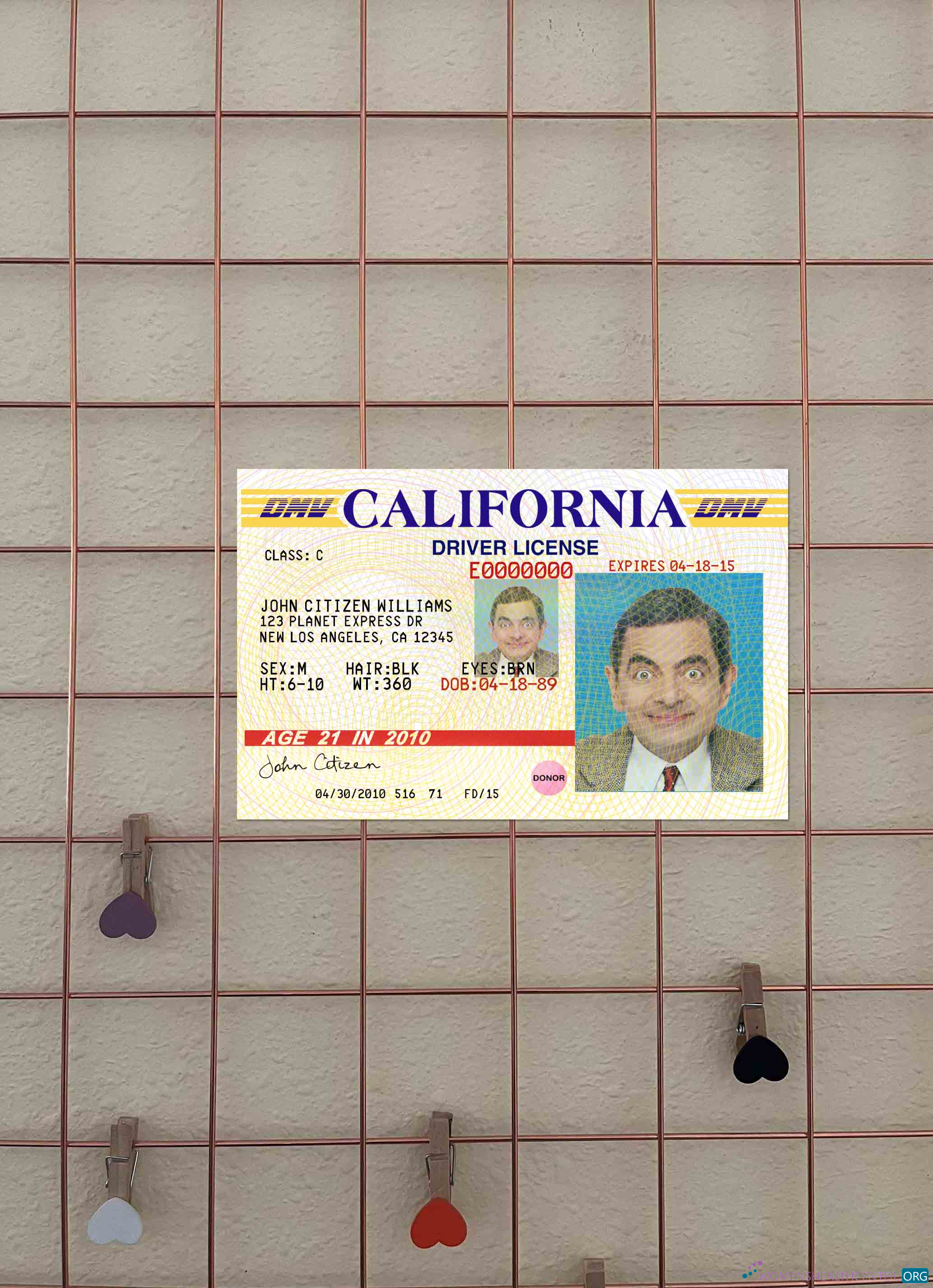 Download USA California driving license version 3 photolook FRONT Photoshop template